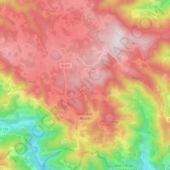 Saint-Jean-Roure topographic map, elevation, terrain