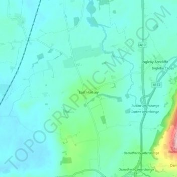 East Harlsey topographic map, elevation, terrain