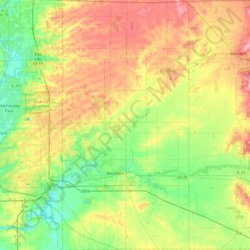 Boone County topographic map, elevation, terrain