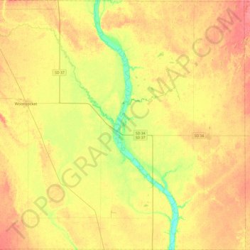 Sanborn County topographic map, elevation, terrain