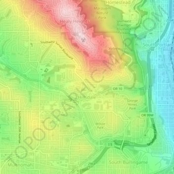 Hillsdale topographic map, elevation, terrain