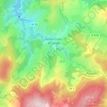 Sainte-Croix-en-Jarez topographic map, elevation, terrain