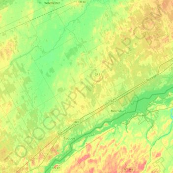South Dundas topographic map, elevation, terrain