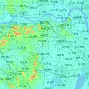 Zhenjiang topographic map, elevation, terrain