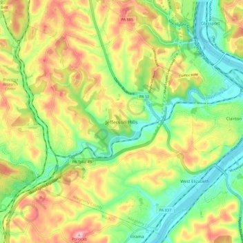 Jefferson Hills topographic map, elevation, terrain