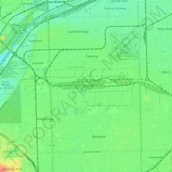 Bedford Park topographic map, elevation, terrain