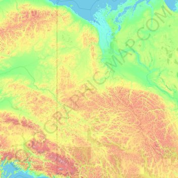 Yukon, Unorganized topographic map, elevation, terrain