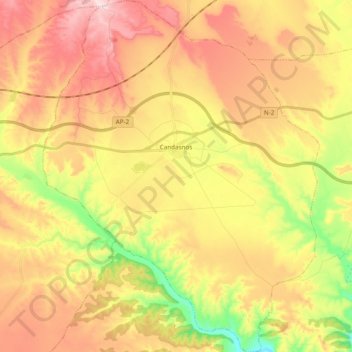 Candasnos topographic map, elevation, terrain