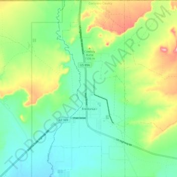 Fredonia topographic map, elevation, terrain