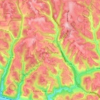Ohio Township topographic map, elevation, terrain