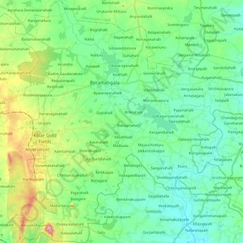 Kolar Gold Field taluk topographic map, elevation, terrain