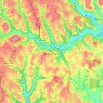 McCandless topographic map, elevation, terrain