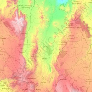Baringo topographic map, elevation, terrain