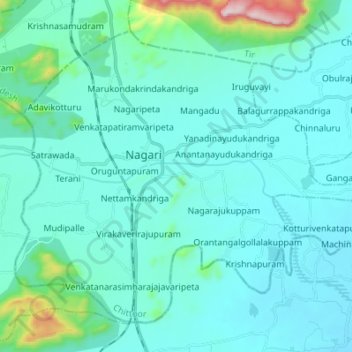 Nagari topographic map, elevation, terrain