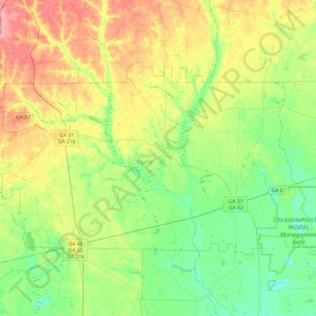 Calhoun County topographic map, elevation, terrain