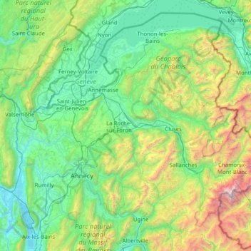 Haute-Savoie topographic map, elevation, terrain