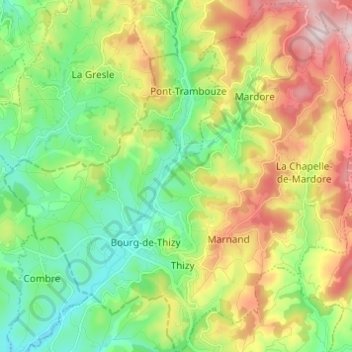 Thizy-les-Bourgs topographic map, elevation, terrain