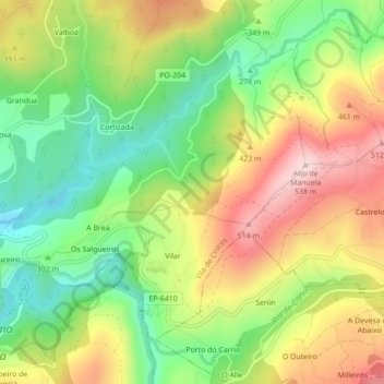 Fontao topographic map, elevation, terrain