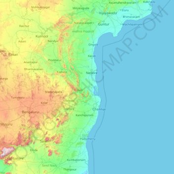 Puducherry topographic map, elevation, terrain