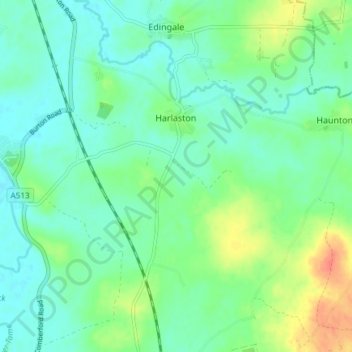 Harlaston topographic map, elevation, terrain