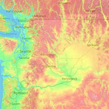 Washington topographic map, elevation, terrain