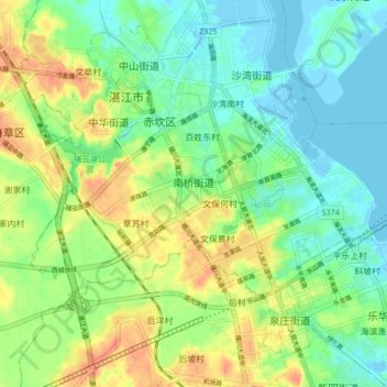 南桥街道 topographic map, elevation, terrain