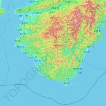 Préfecture de Wakayama topographic map, elevation, terrain
