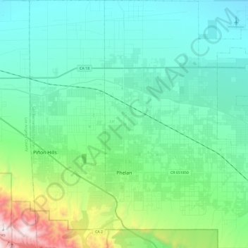 Phelan topographic map, elevation, terrain