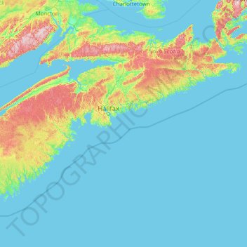 Halifax Regional Municipality topographic map, elevation, terrain