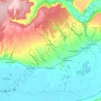 Brompton topographic map, elevation, terrain