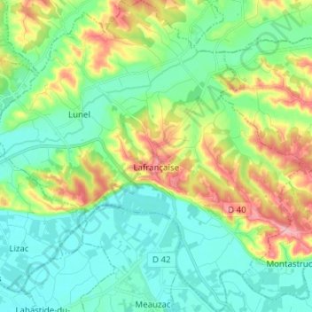 Lafrançaise topographic map, elevation, terrain