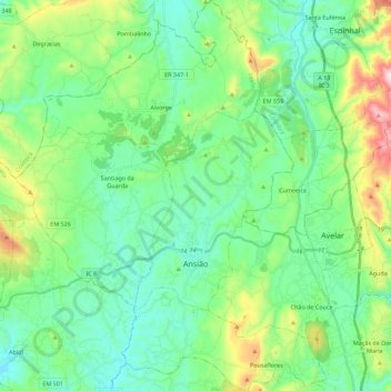 Ansião topographic map, elevation, terrain