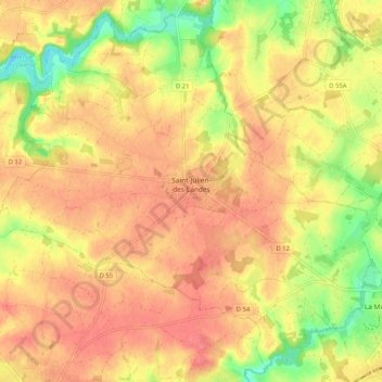 Saint-Julien-des-Landes topographic map, elevation, terrain