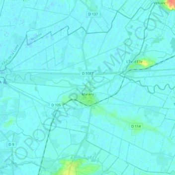 Marans topographic map, elevation, terrain