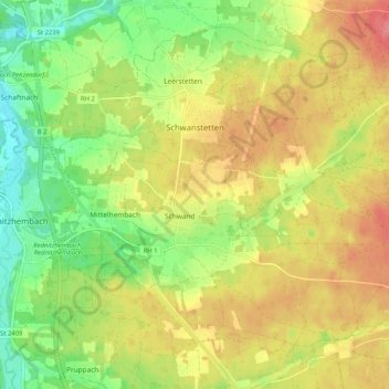 Schwanstetten topographic map, elevation, terrain