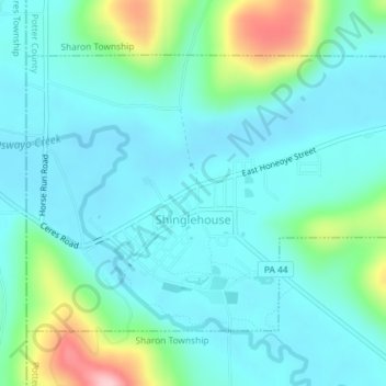 Shinglehouse topographic map, elevation, terrain