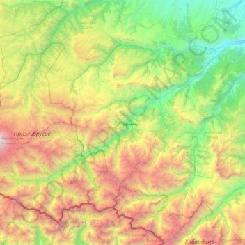 Elbrussky District topographic map, elevation, terrain