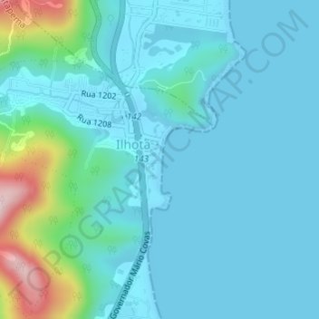 Praia do Porto topographic map, elevation, terrain