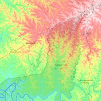 Céu Azul topographic map, elevation, terrain