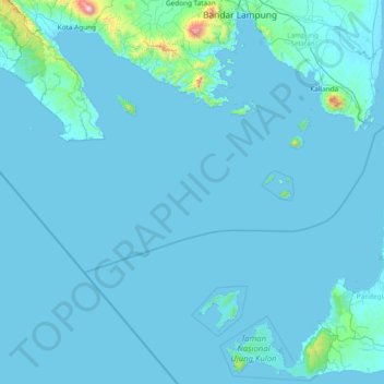 Sunda Strait topographic map, elevation, terrain
