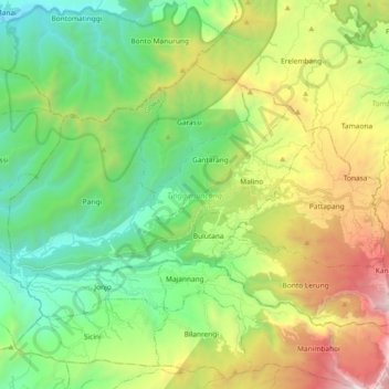 Tinggimoncong topographic map, elevation, terrain