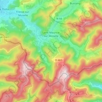 Saint-Maurice-sur-Moselle topographic map, elevation, terrain