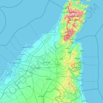 Ras al-Khaimah topographic map, elevation, terrain