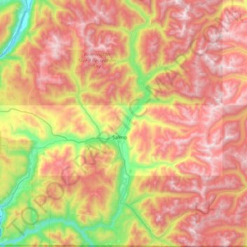 Area G (Salmo Valley) topographic map, elevation, terrain