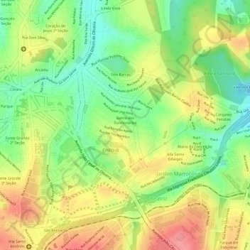 Bairro dos Funcionários topographic map, elevation, terrain