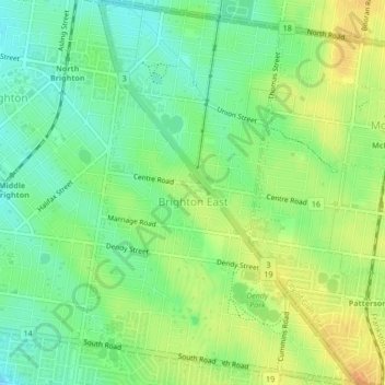 Brighton East topographic map, elevation, terrain