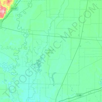 Woodruff County topographic map, elevation, terrain