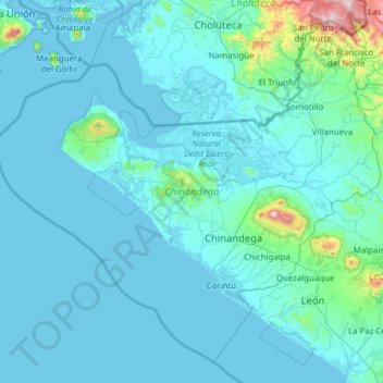 Chinandega topographic map, elevation, terrain