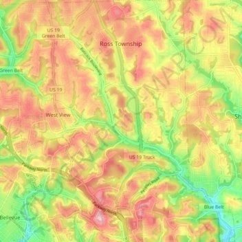 Ross Township topographic map, elevation, terrain