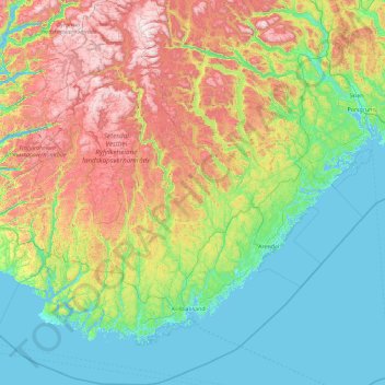 Agder topographic map, elevation, terrain